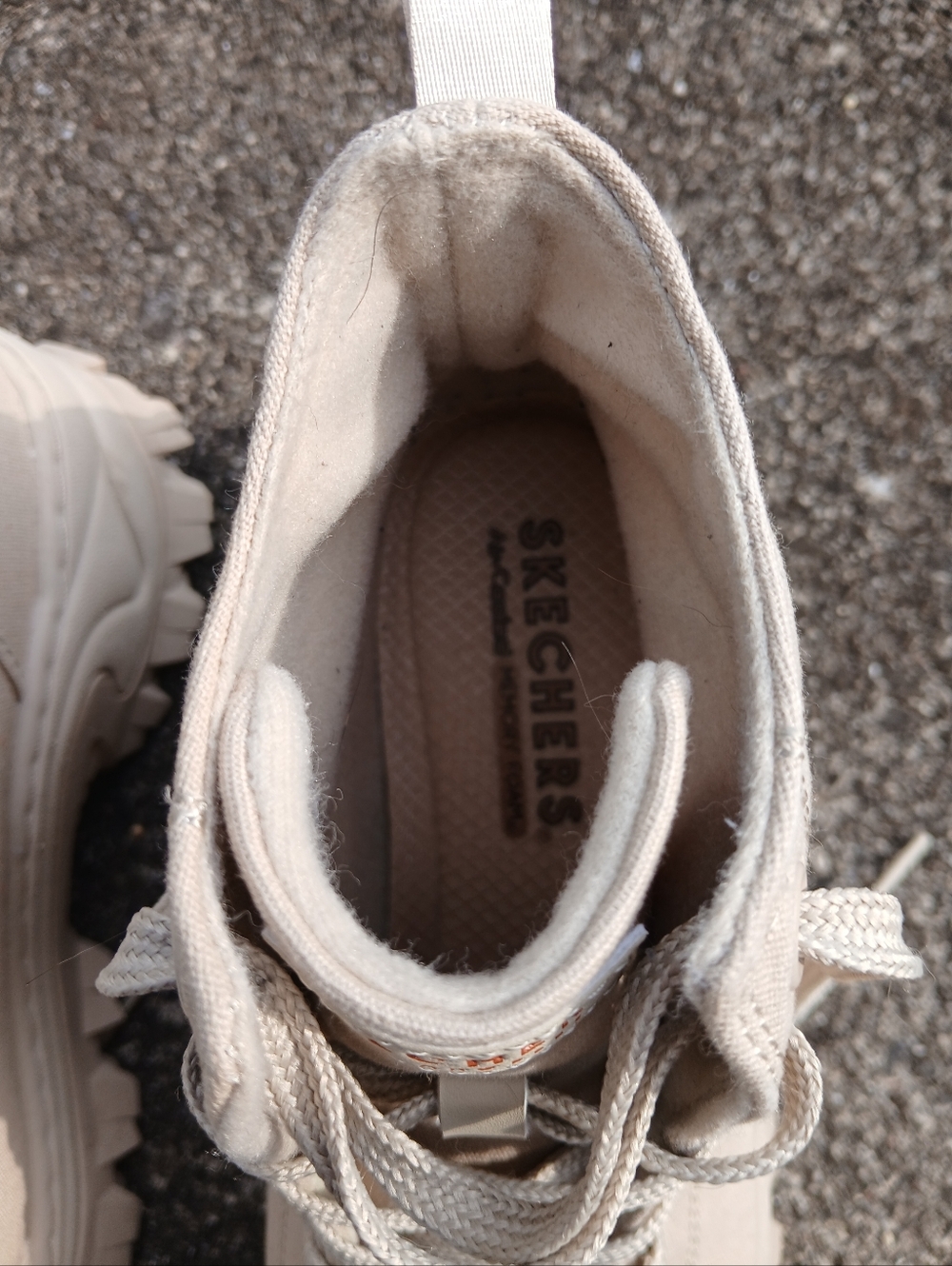 Skechers Cream Women's Size 8 Chunky Lace-Up Ankle Boots - Picture 3 of 8